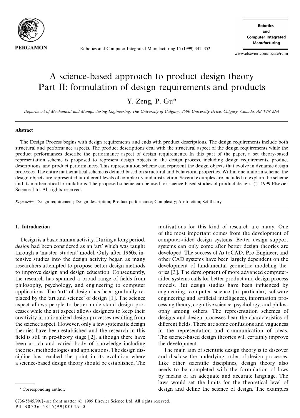 A Science-Based Approach to Product Design Theory Part II: Formulation of Design Requirements and Products Y