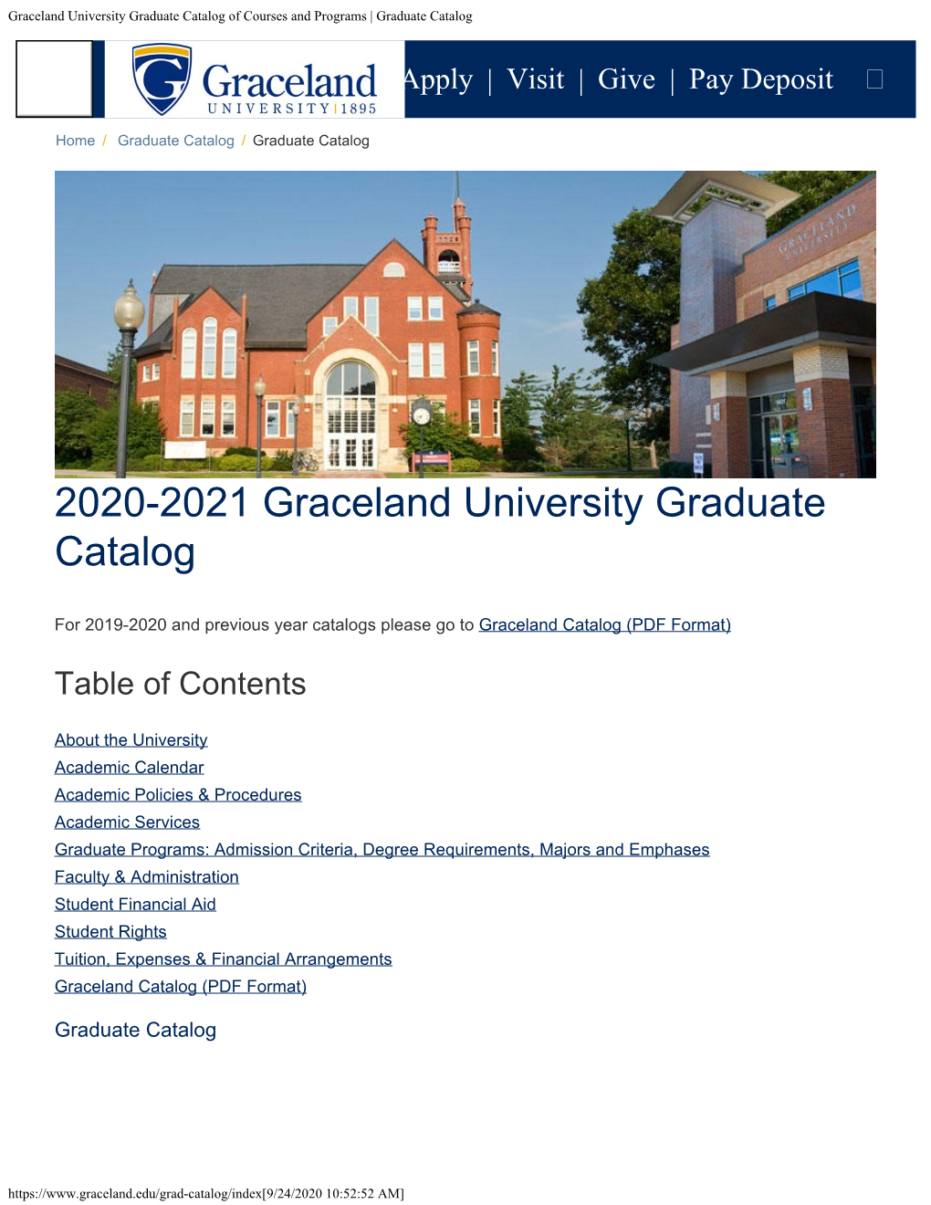 2020-2021 Graceland University Graduate Catalog