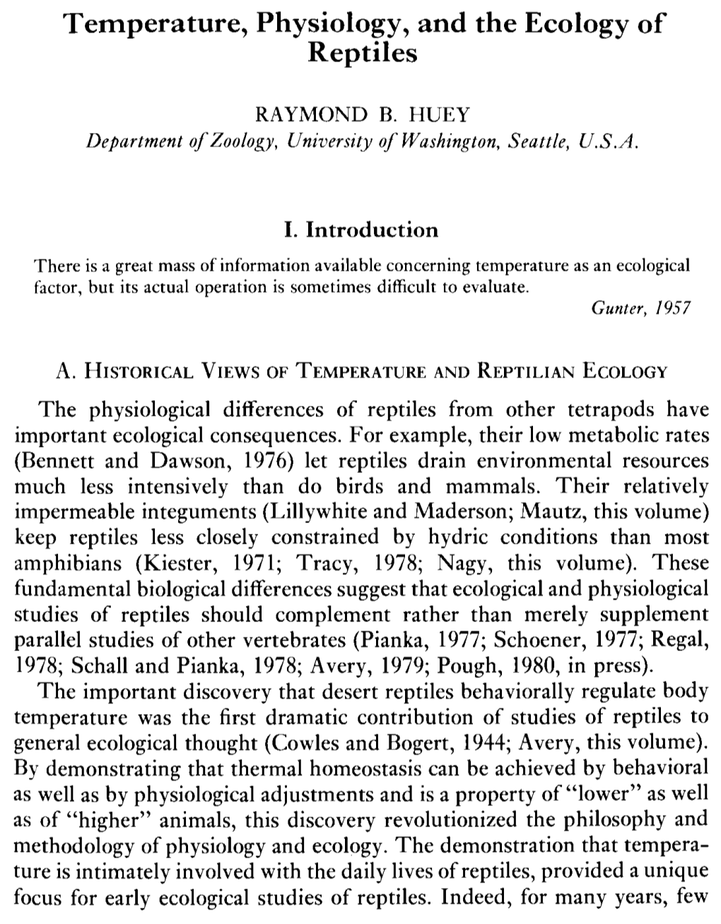 Temperature, Physiology, and the Ecology of Reptiles