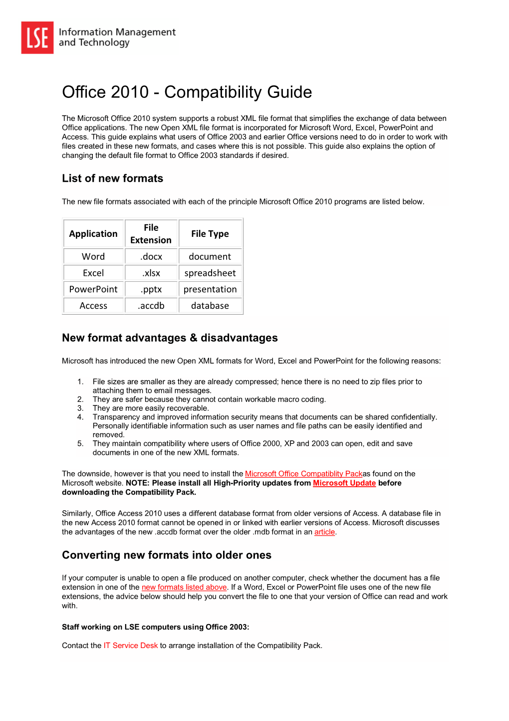 Office 2010 - Compatibility Guide