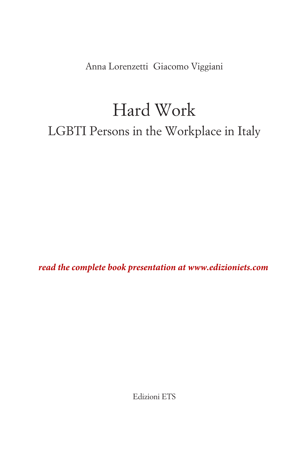 LGBTI Persons in the Workplace in Italy