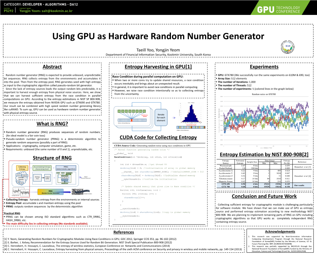 Entropy Harvesting in GPU[1] CUDA Code for Collecting Entropy