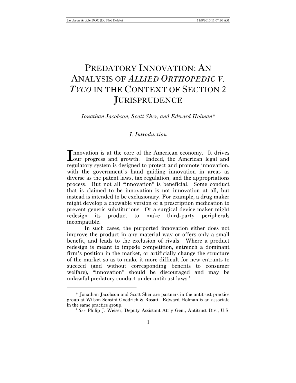Predatory Innovation: an Analysis of Allied Orthopedic V