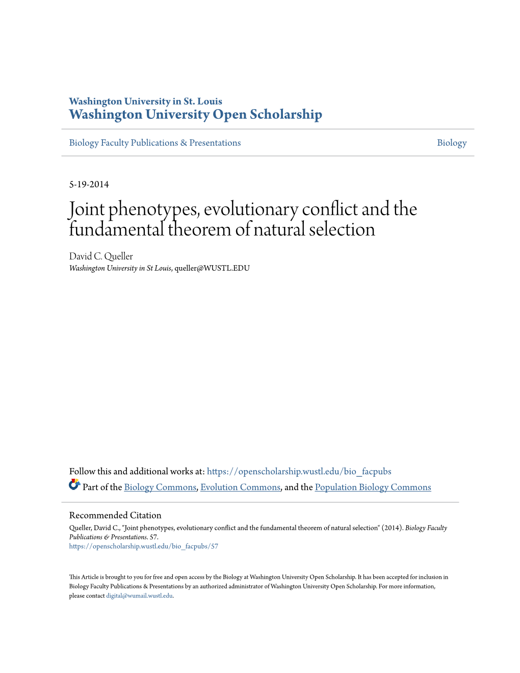 Joint Phenotypes, Evolutionary Conflict and the Fundamental Theorem of Natural Selection David C