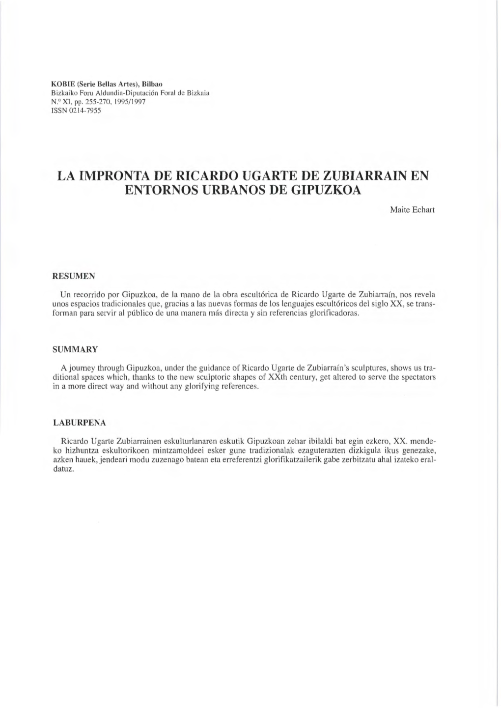 La Impronta De Ricardo Ugarte De Zubiarrain En Entornos Urbanos De Gipuzkoa