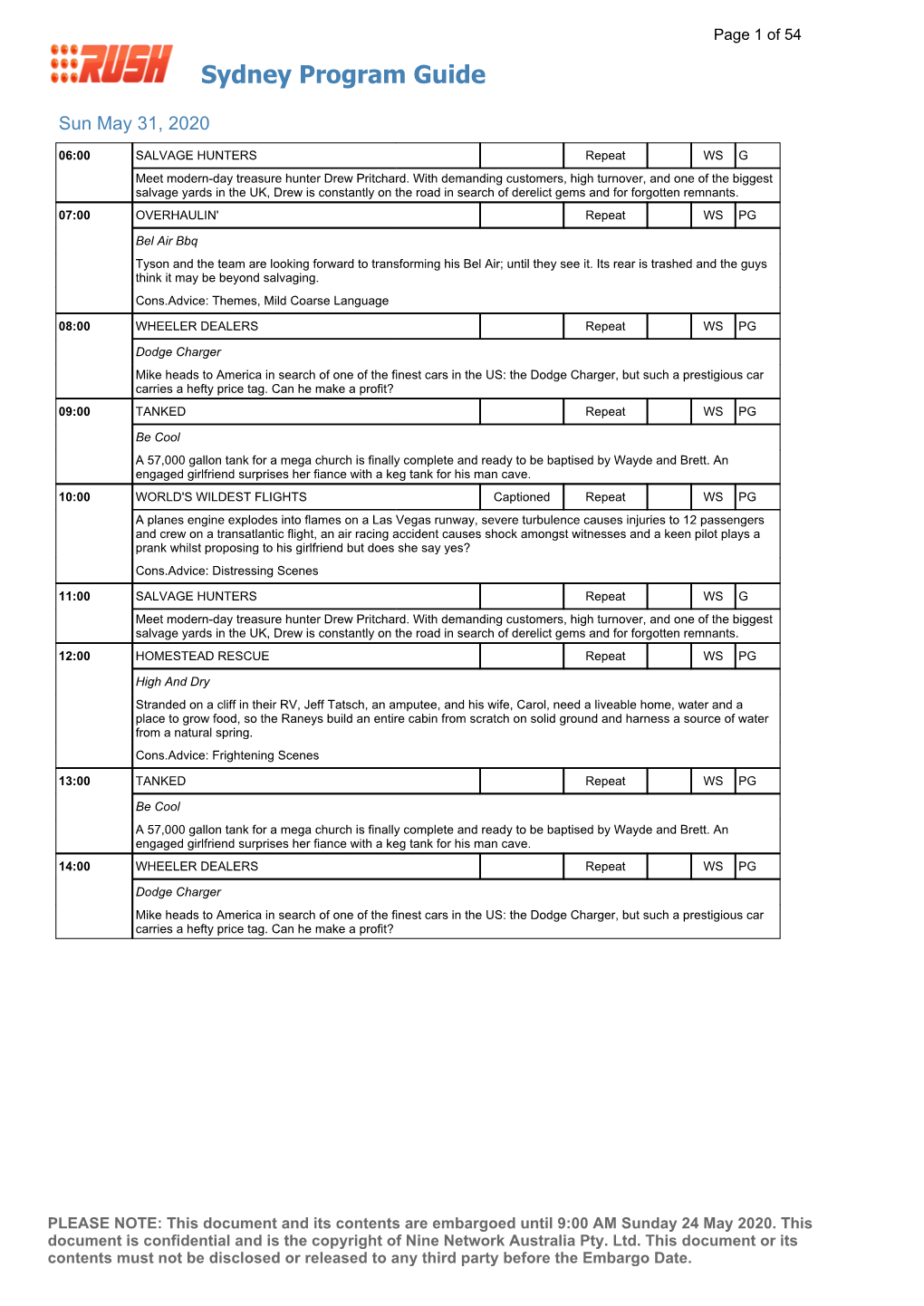 Sydney Program Guide