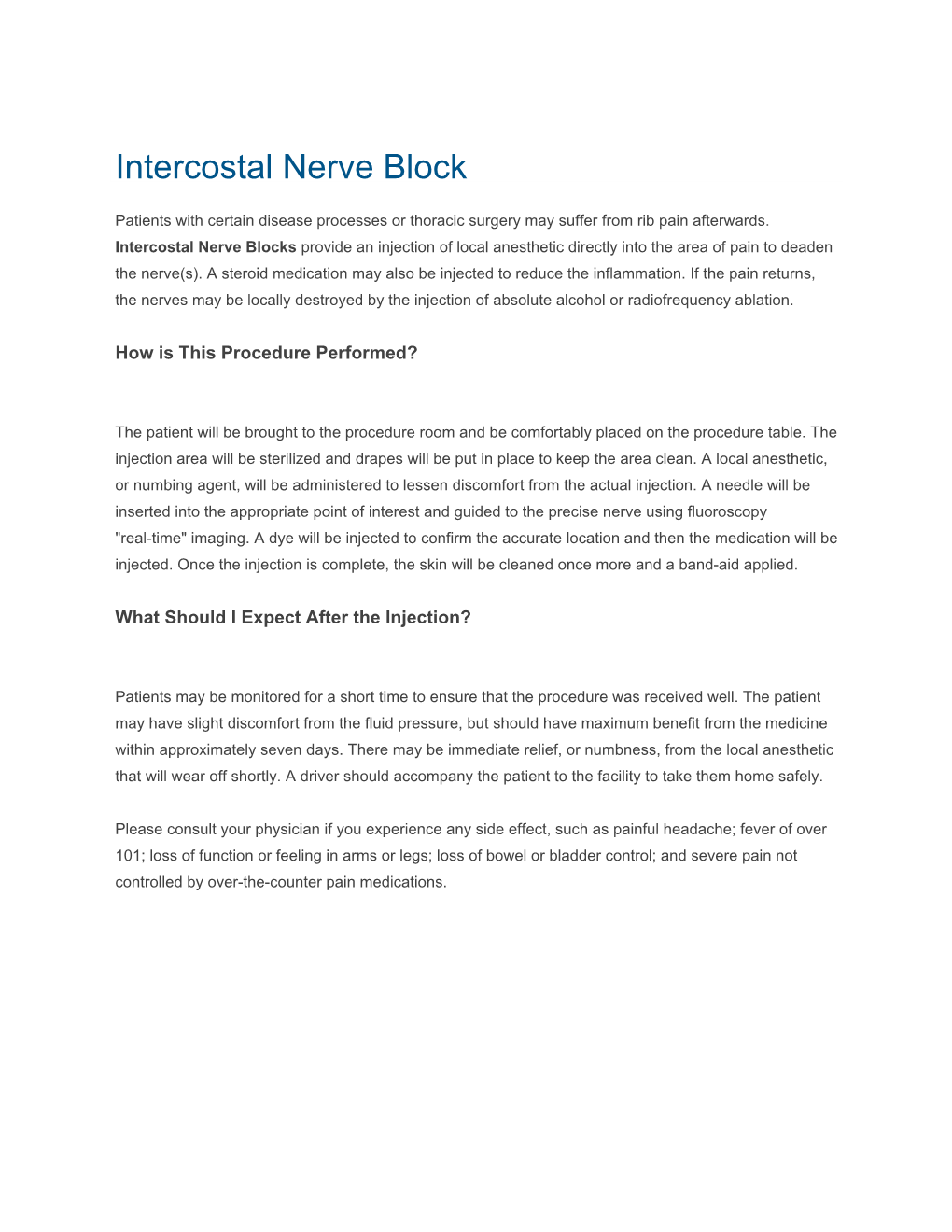 Intercostal Nerve Block