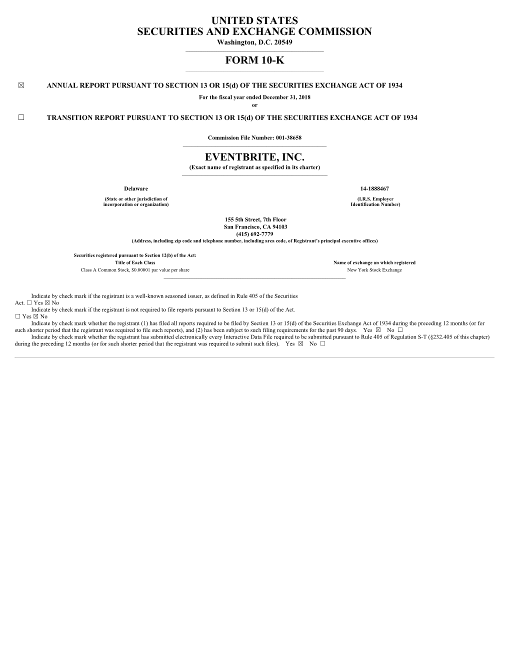 United States Securities and Exchange Commission Form