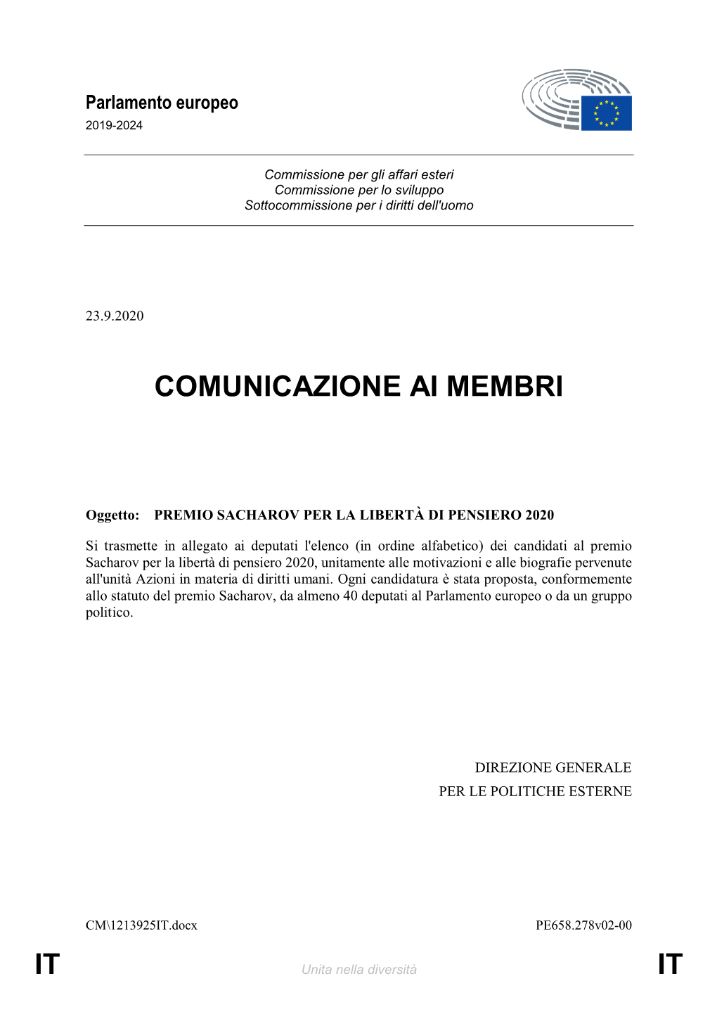 It It Comunicazione Ai Membri