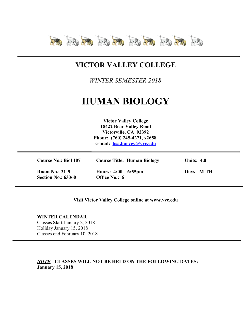 Page 4 Human Biology WINTER 2018