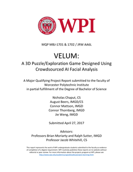 VELUM: a 3D Puzzle/Exploration Game Designed Using Crowdsourced AI Facial Analysis