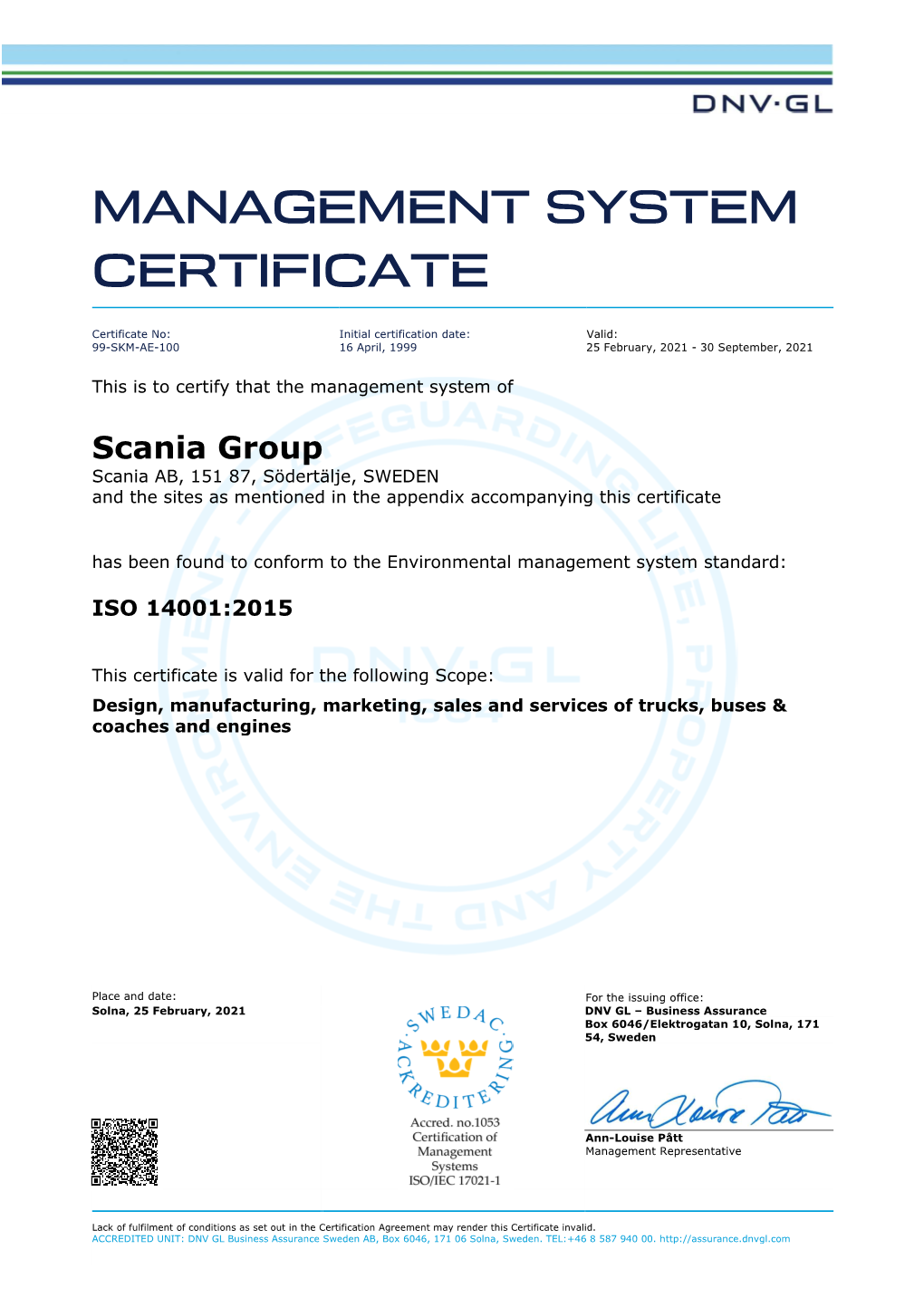 Management System Certificate