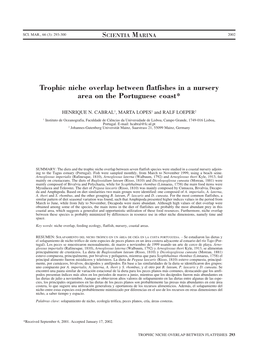 Trophic Niche Overlap Between Flatfishes in a Nursery Area on the Portuguese Coast*