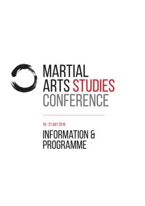 2016 MARTIAL ARTS STUDIES CONFERENCE Programme THURSDAY 21 July
