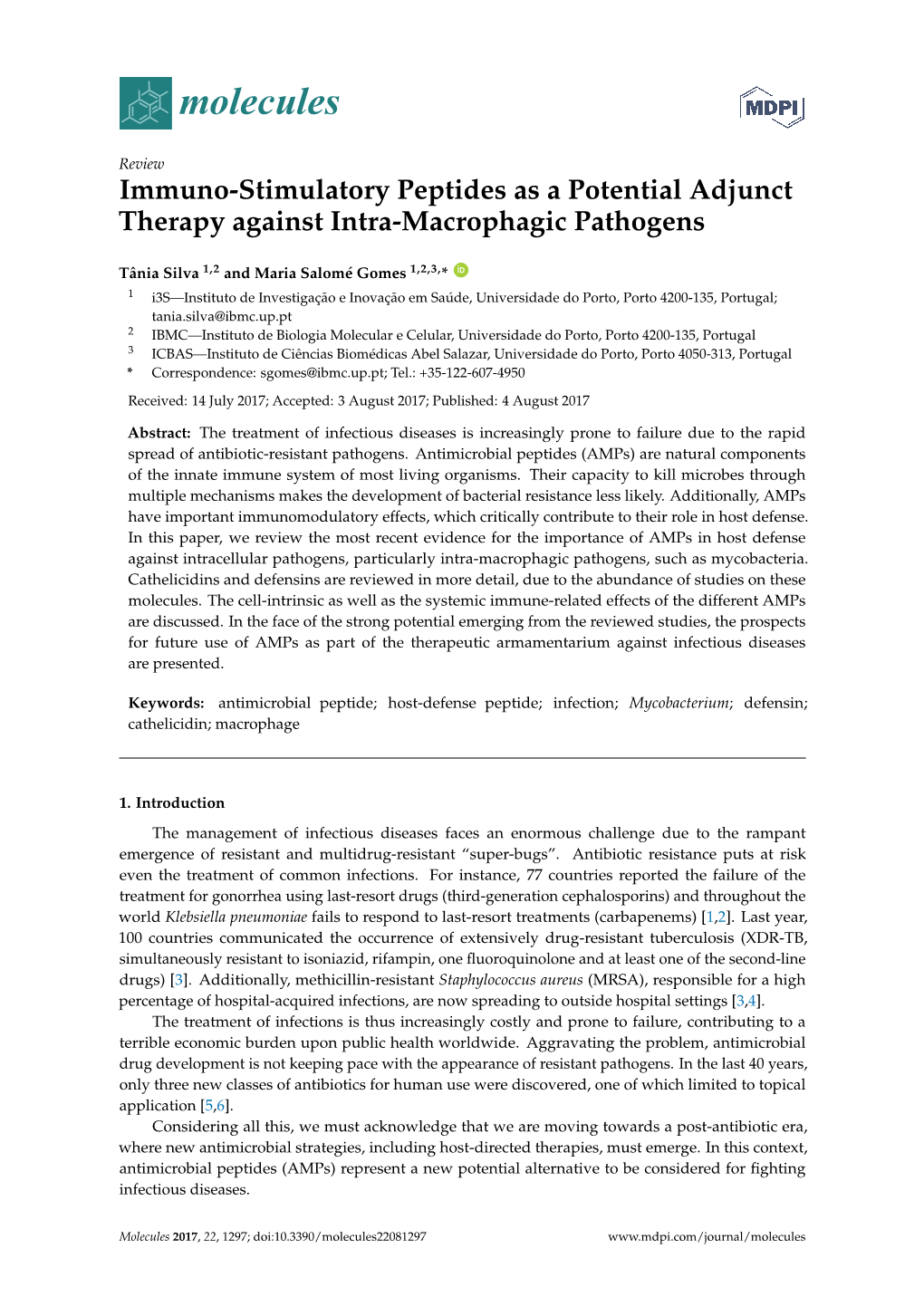 Immuno-Stimulatory Peptides As a Potential Adjunct Therapy Against Intra-Macrophagic Pathogens