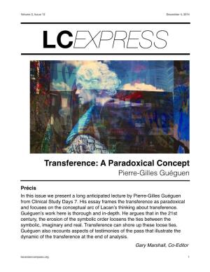 Transference: a Paradoxical Concept Pierre-Gilles Guéguen
