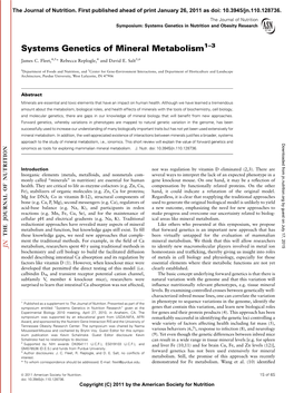 Systems Genetics of Mineral Metabolism1–3