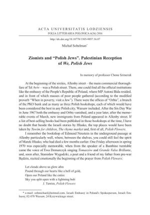 Zionists and “Polish Jews”. Palestinian Reception of We, Polish Jews