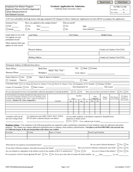 Career Advancement/Job-Related Graduate Admissions Application