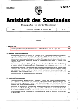 Amtsblatt Des Saarlandes Herausgegeben Vom Chef De:R Staatskanzlei