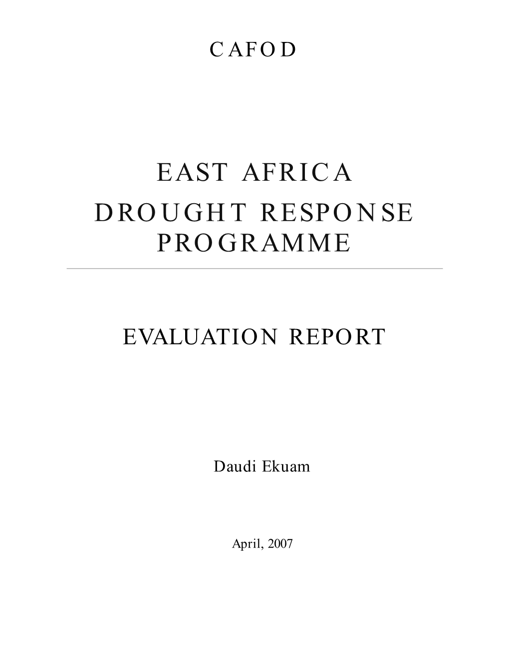 East Africa Drought Response Programme