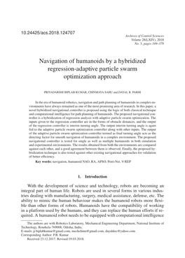 Navigation of Humanoids by a Hybridized Regression-Adaptive Particle Swarm Optimization Approach