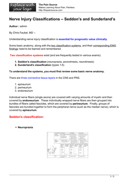 Nerve Injury Classifications – Seddon's and Sunderland's