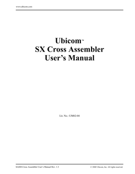 Ubicom™ SX Cross Assembler User's Manual
