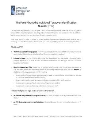 The Facts About the Individual Taxpayer Identification Number (ITIN)