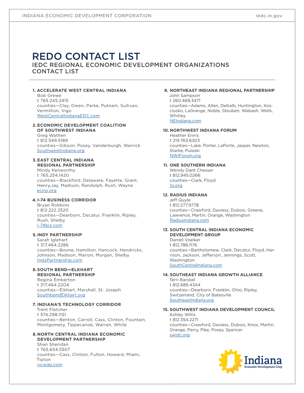 Redo Contact List Iedc Regional Economic Development Organizations Contact List