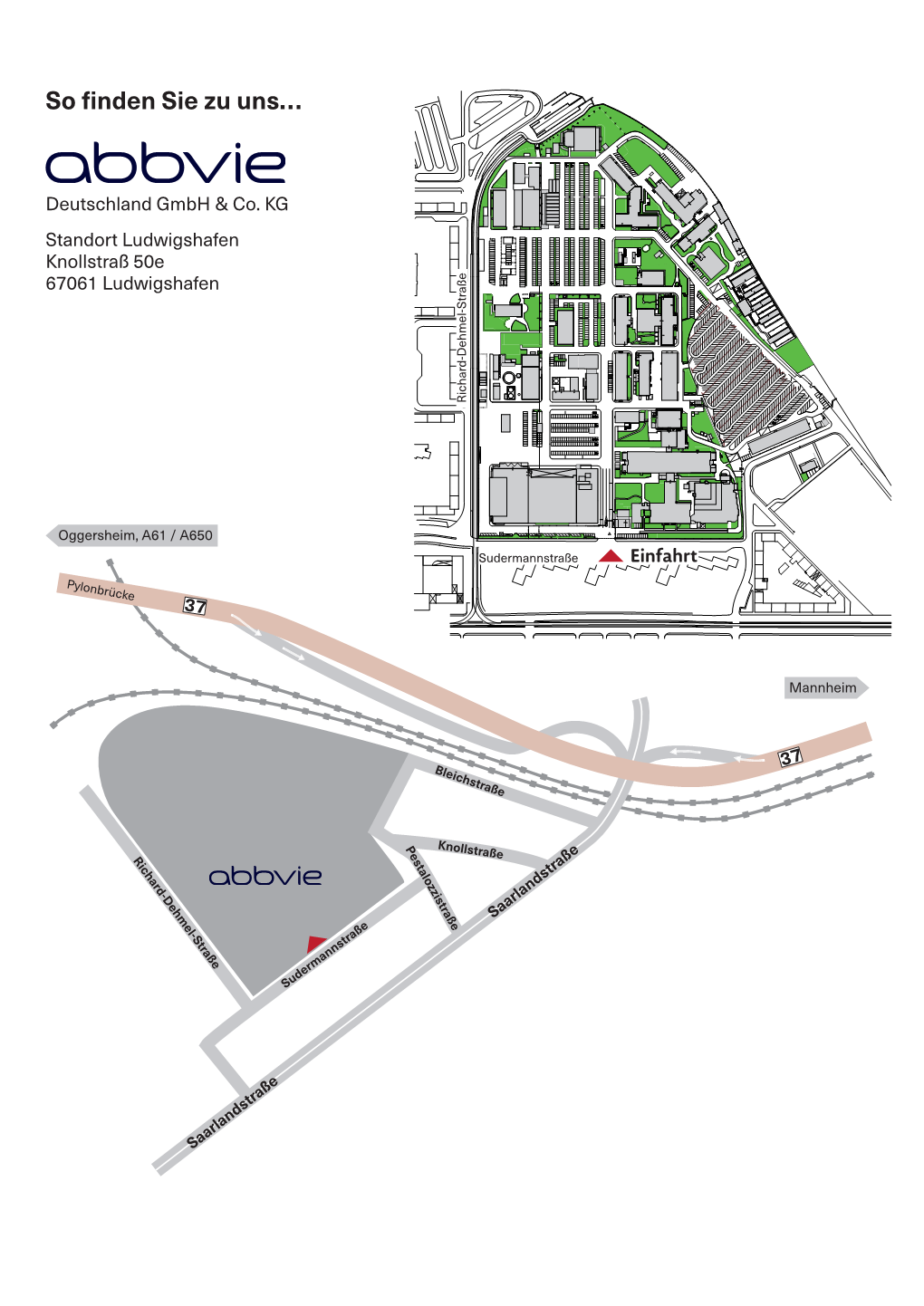 Abbvie Anfahrtsskizze Ludwigshafen