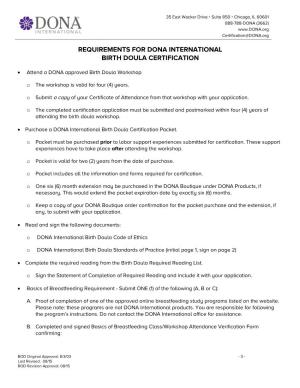 Requirements for Dona International Birth Doula Certification