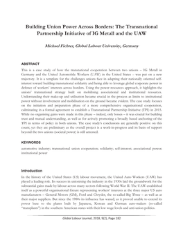 Building Union Power Across Borders: the Transnational Partnership Initiative of IG Metall and the UAW