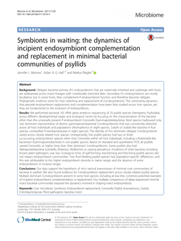 Symbionts in Waiting: the Dynamics of Incipient Endosymbiont Complementation and Replacement in Minimal Bacterial Communities of Psyllids Jennifer L