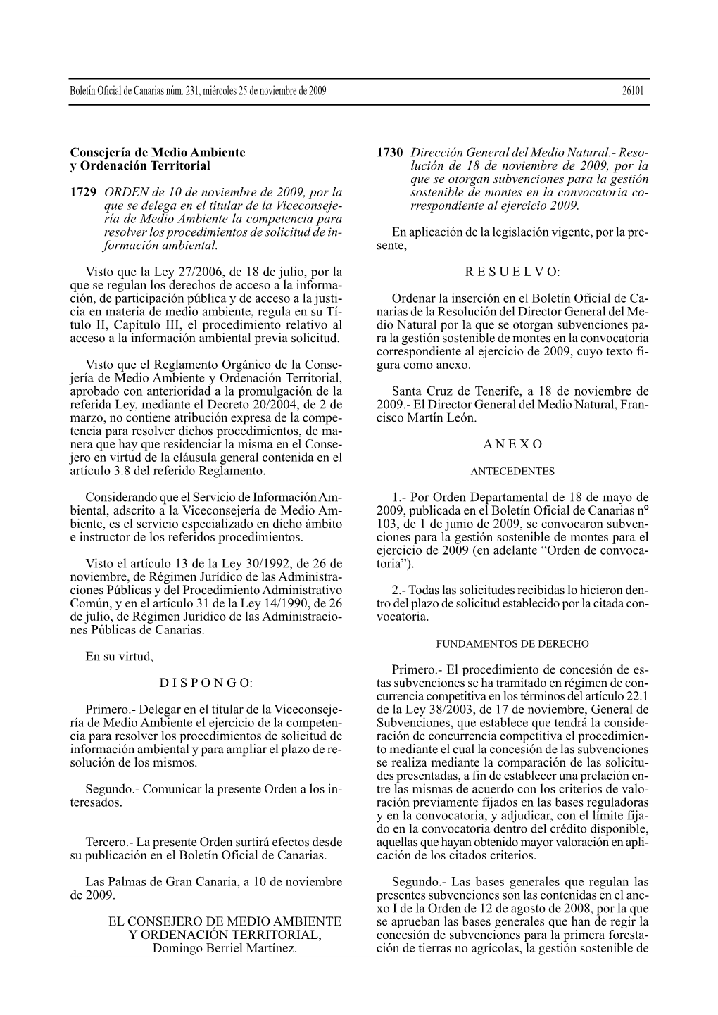 Consejería De Medio Ambiente Y Ordenación Territorial 1729