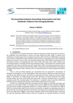 The Association Between Accounting Conservatism and Cash Dividends: Evidence from Emerging Markets