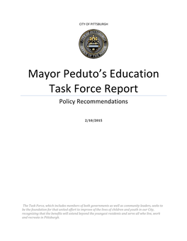 Mayor Peduto's Education Task Force Report