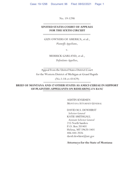No. 19-1298 UNITED STATES COURT of APPEALS for THE