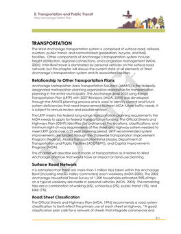 E. Transportation and Public Transit West Anchorage District Plan