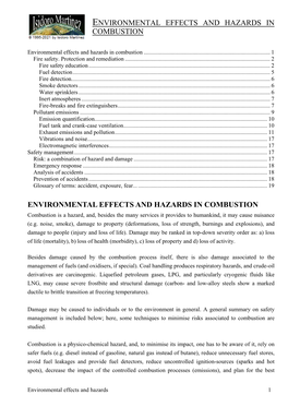 Environmental Effects and Hazards in Combustion