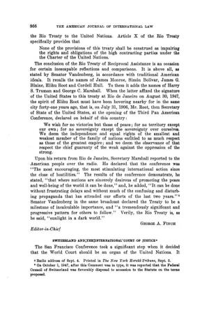 The Rio Treaty to the United Nations. Article X of the Rio Treaty