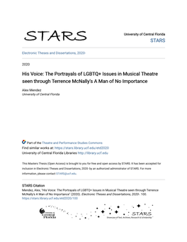 The Portrayals of LGBTQ+ Issues in Musical Theatre Seen Through Terrence Mcnally's a Man of No Importance