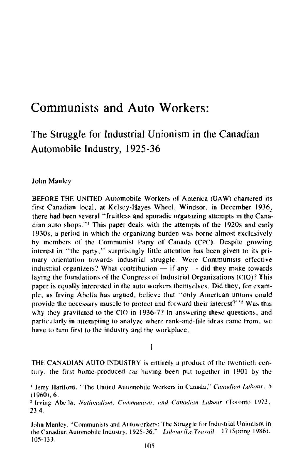 Communists and Auto Workers