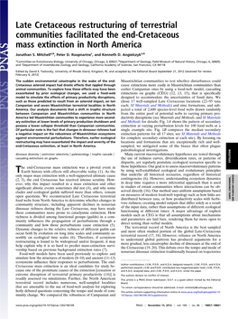 Late Cretaceous Restructuring of Terrestrial Communities Facilitated the End-Cretaceous Mass Extinction in North America