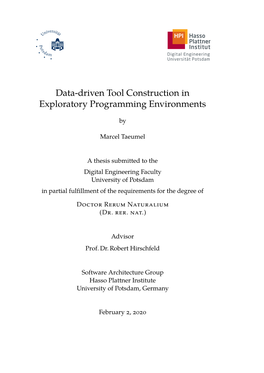 Data-Driven Tool Construction in Exploratory Programming Environments