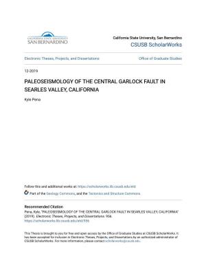 Paleoseismology of the Central Garlock Fault in Searles Valley, California