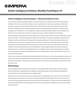 Hacker Intelligence Initiative, Monthly Trend Report #5