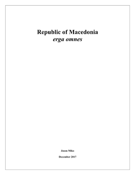 Republic of Macedonia Erga Omnes