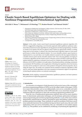 Chaotic Search Based Equilibrium Optimizer for Dealing with Nonlinear Programming and Petrochemical Application