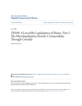 The Microlepidoptera Section 1 Limacodidae Through Cossidae